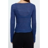 Stil Kadın Fitted Vücuda Oturan Dokulu Tül Esnek Bluz Regular Örme Slim Kalıp