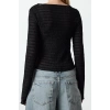 Stil Kadın Fitted Vücuda Oturan Dokulu Tül Esnek Bluz Regular Örme Slim Kalıp