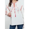 Style Womens Embroidered Neck Tie Detail Blouse Standard Woven Regular Pattern Balloon Sleeve