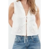 Style Womens Cotton Tie Detail Blouse Regular Woven Regular Pattern