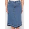 Fashion Plus Size Regular Plain Pattern Casual Midi Length Color Block Denim Skirt