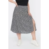 Fashion Plus Size Regular Animal Pattern Casual Midi Length Slit Woven Viscose Skirt
