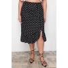Fashion Plus Size A-line Polka Dot Pattern Casual Midi Length Black Polka Dot Pattern A-Line Knitted Skirt