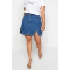 Fashion Plus Size Regular Plain Pattern Casual Mini Double Slit Denim Skirt