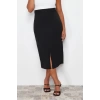 Fashion Plus Size Regular Plain Pattern Casual Midi Length High Waist Midi Woven Skirt
