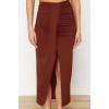 Fashion Regular Plain Pattern Beach Maxi Length Body-Fitting Maxi Woven Slit Skirt