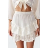 Moda Regular Plain Pattern Beach Mini Length Bridal White Mini Woven Ruffle 100% Cotton Skirt