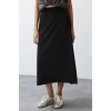 Fashion Regular Plain Pattern Casual Midi Length Woven Skirt