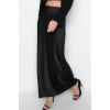 Fashion Fitted Plain Pattern Chic Night Maxi Length Woven Satin Long Skirt