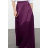 Moda Fitted Düz Desen Şık Gece Maxi Boy Dokuma Saten Balon Maxi Etek