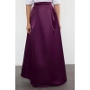 Moda Fitted Düz Desen Şık Gece Maxi Boy Dokuma Saten Balon Maxi Etek