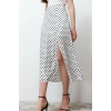Fashion A-line Polka Dot Pattern Casual Midi Length Polka Dot Slit Detailed Viscose Midi Woven Skirt