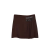 Fashion A-line Plain Pattern Casual Mini Length Buckle Detail Pleated Mini Length Woven Skirt