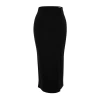 Fashion Slim Plain Pattern Stylish Night Maxi Length Crepe Buckled Slit Detailed Maxi High Waist Flexible Knitted Skirt