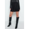 Fashion Plain Pattern Stylish Night Mini Length Stone Accessory Mini Waist Opening Knitted Skirt