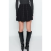 Fashion Plain Pattern Stylish Night Mini Length Stone Accessory Mini Waist Opening Knitted Skirt