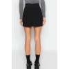 Fashion High Waist Plain Pattern Day Night Mini Length Interlock High Waist Zippered Mini Knitted Skirt