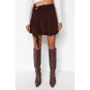 Fashion Regular Plain Pattern Daily Mini Length Flounce Detailed Skirt
