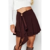 Fashion Regular Plain Pattern Daily Mini Length Flounce Detailed Skirt