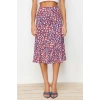 Fashion A-line Animal Pattern Casual Midi Length Flounce Viscose Fabric Animal Pattern Midi Woven Skirt