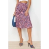 Fashion A-line Animal Pattern Casual Midi Length Flounce Viscose Fabric Animal Pattern Midi Woven Skirt