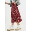 Fashion A-line Floral Pattern Casual Midi Length Slit Detail Viscose Fabric Midi Woven Skirt