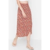 Fashion A-line Floral Pattern Casual Midi Length Slit Detail Viscose Fabric Midi Woven Skirt