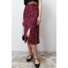 Fashion A-line Floral Pattern Casual Midi Length Slit Detail Viscose Fabric Midi Woven Skirt