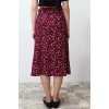Fashion A-line Floral Pattern Casual Midi Length Slit Detail Viscose Fabric Midi Woven Skirt