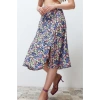 Fashion A-line Floral Pattern Casual Midi Length Slit Detail Viscose Fabric Midi Woven Skirt