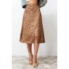 Fashion A-line Floral Pattern Casual Midi Length Slit Detail Viscose Fabric Midi Woven Skirt