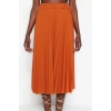 Fashion Regular Plain Pattern Daily Midi Length Flared High Waist Midi Pleated Smart Crepe Knitted Skirt