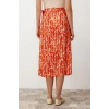 Fashion Regular Floral Pattern Casual Midi Length Double Breasted Viscose Fabric Midi Length Woven Skirt
