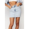 Moda A-line Düz Desen Günlük Mini Boy Yüksek Bel Mini Denim Etek