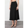 Fashion Regular Plain Pattern Casual Midi Length Flared Maxi Flexible Knitted Skirt