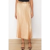 Fashion Regular Plain Pattern Chic Night Midi Length Pleated Satin Fabric Maxi Length Woven Skirt