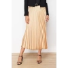 Fashion Regular Plain Pattern Chic Night Midi Length Pleated Satin Fabric Maxi Length Woven Skirt