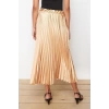 Fashion Regular Plain Pattern Chic Night Midi Length Pleated Satin Fabric Maxi Length Woven Skirt