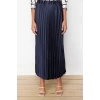 Fashion Regular Plain Pattern Chic Night Midi Length Pleated Satin Fabric Maxi Length Woven Skirt