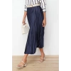Fashion Regular Plain Pattern Chic Night Midi Length Pleated Satin Fabric Maxi Length Woven Skirt
