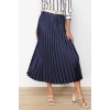 Fashion Regular Plain Pattern Chic Night Midi Length Pleated Satin Fabric Maxi Length Woven Skirt