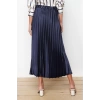 Fashion Regular Plain Pattern Chic Night Midi Length Pleated Satin Fabric Maxi Length Woven Skirt