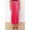 Fashion Regular Plain Pattern Chic Night Midi Length Pleated Satin Fabric Maxi Length Woven Skirt
