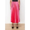 Fashion Regular Plain Pattern Chic Night Midi Length Pleated Satin Fabric Maxi Length Woven Skirt