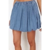 Fashion Denim Plain Pattern Casual Mini Length More Sustainable Pleated High Waist Balloon Denim Skirt