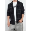 Fashion Mens Shirt Collar Plaid Casual Oversize Winter Checkered Plaid Lumberjack Pocket Shirt