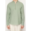 Fashion Mens Stand Collar Plain Pattern Casual Half Placket Buttoned Stand Collar New Shirt