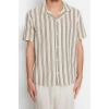 Fashion Mens Shirt Collar Striped Pattern Casual Premium Regular Fit Striped Shirt