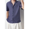 Moda Erkek Apaş Yaka Düz Desen Günlük Rahat Fit Apaş Yaka Gömlek