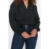 Fashion Women Plus Size Mandarin Collar Plain Pattern Casual Mandarin Collar Shirt